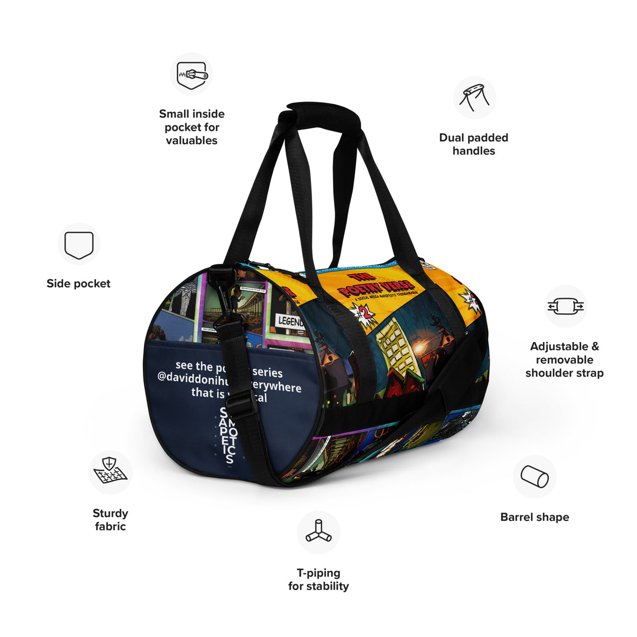 The Poetry Verse Duffle Book & Gym Bag - Funny Multi-Verse Print